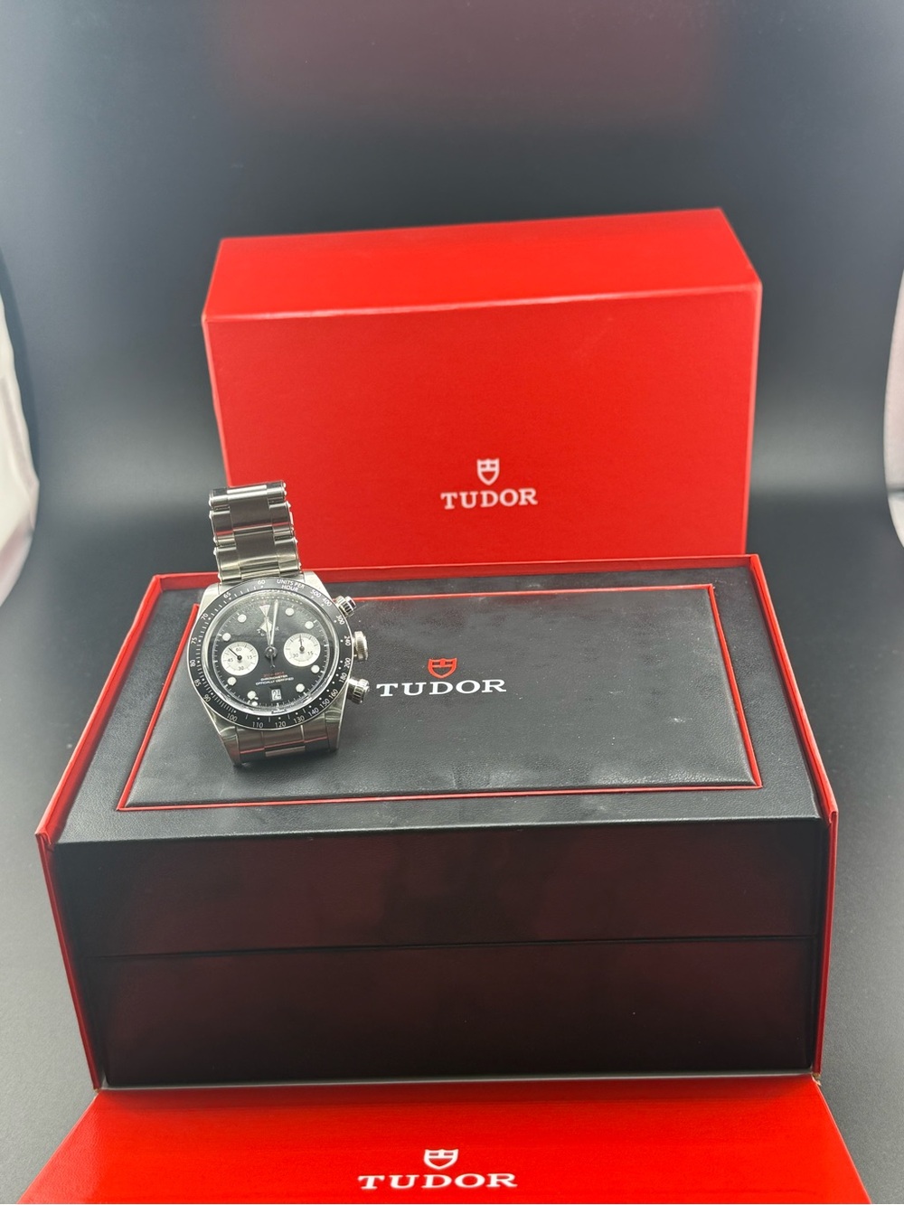 Tudor Black Dial Stainless Steel Chronograph Watch